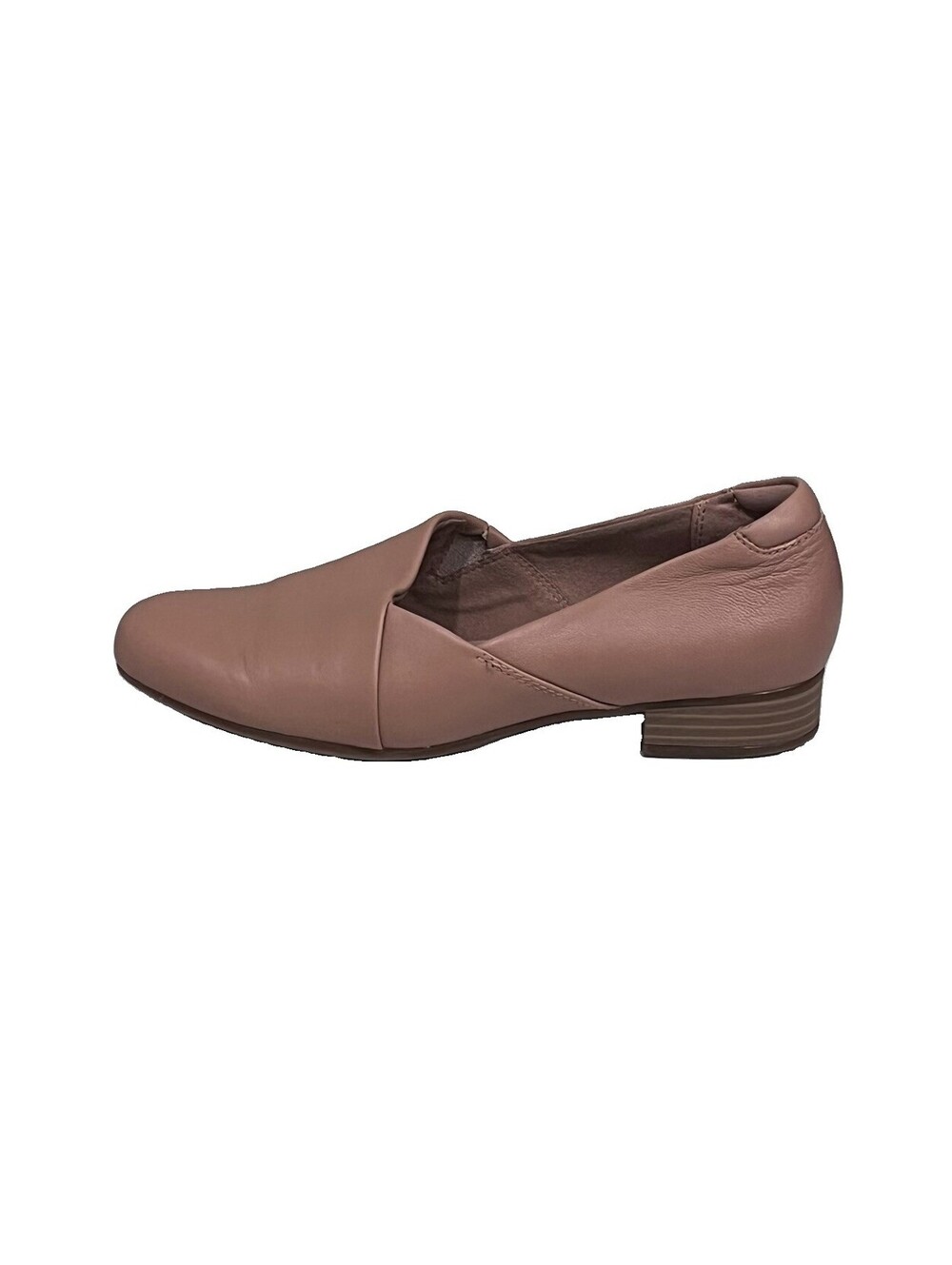 Clarks Collection Blush Pink Leather Loafers Women’s 7W Comfort Block Heel Shoes